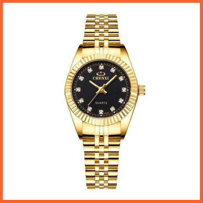 Casual Fashion Stainless Steel Luxury Couple Watch | Golden Lovers Watch Quartz Watches For Women & Men Analog Wristwatch | whatagift.com.au.
