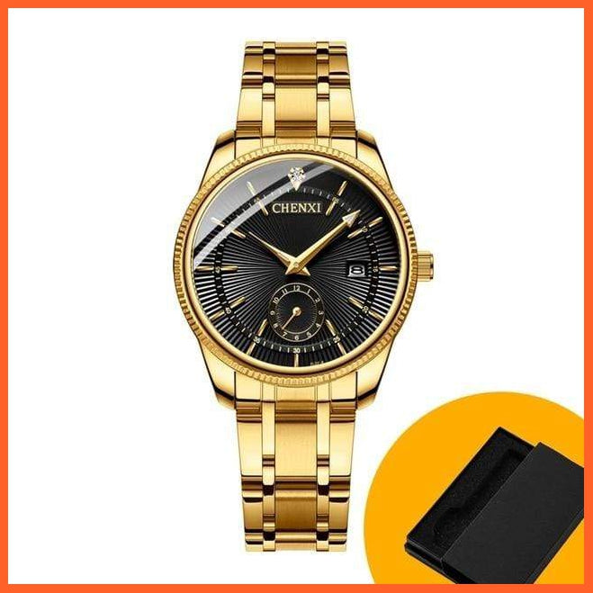 Branded Luxury Gold Wrist Watch Men Women Quartz Wristwatch For Couples | Casual Fashion Stainless Steel Watches | whatagift.com.au.