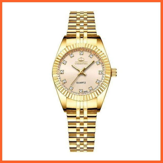 Casual Fashion Stainless Steel Luxury Couple Watch | Golden Lovers Watch Quartz Watches For Women & Men Analog Wristwatch | whatagift.com.au.