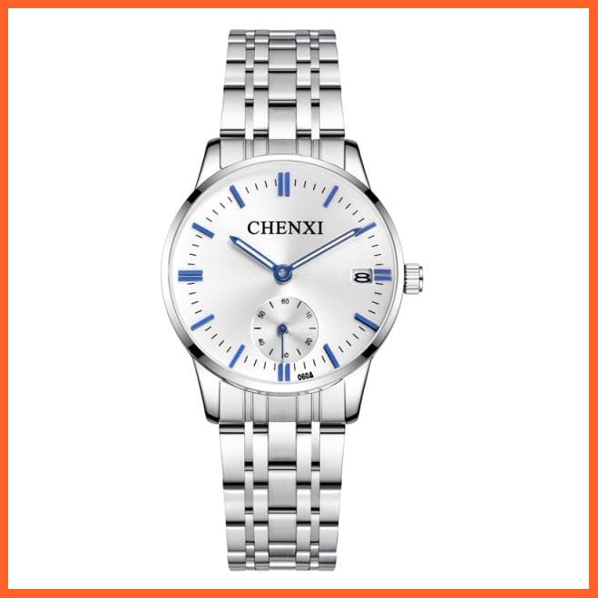 Luxury Stainless Steel Couple'S Wristwatches |  Fashion Watches Men Women Quartz Watch | Silver Stainless Steel Waterproof  Watches | whatagift.com.au.