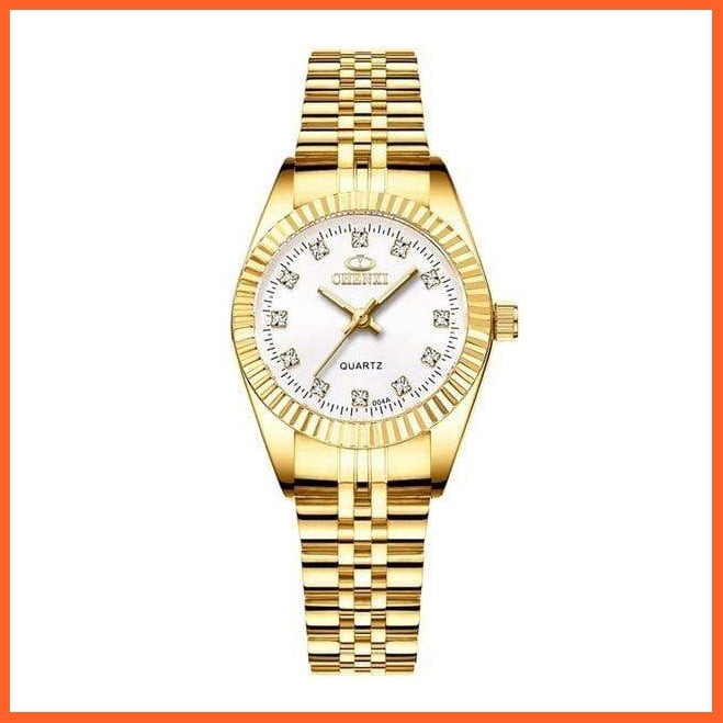 Casual Fashion Stainless Steel Luxury Couple Watch | Golden Lovers Watch Quartz Watches For Women & Men Analog Wristwatch | whatagift.com.au.