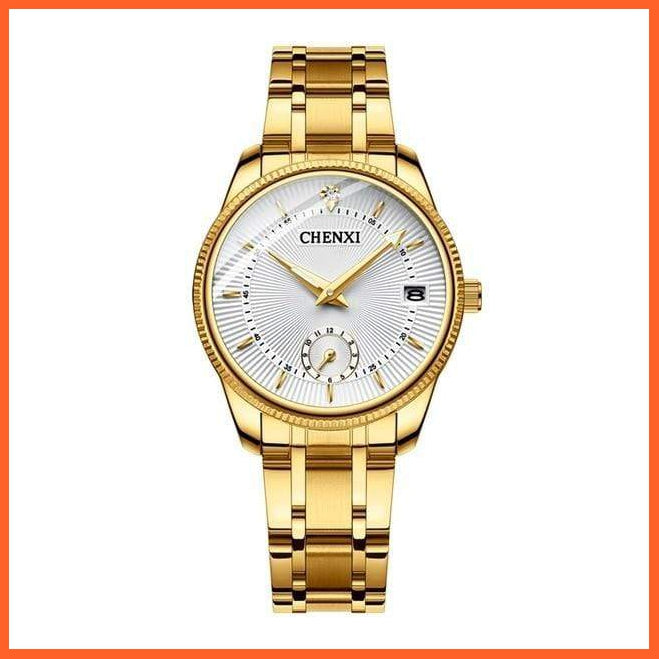 Branded Luxury Gold Wrist Watch Men Women Quartz Wristwatch For Couples | Casual Fashion Stainless Steel Watches | whatagift.com.au.