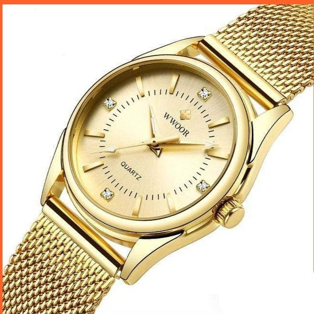 Luxury Brand Dress Gold Watch Ladies Elegant Diamond Small Quartz Wrist Watches For Women Steel Mesh Wrist Watch | whatagift.com.au.