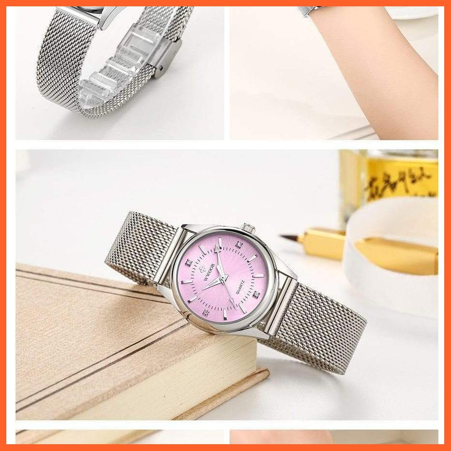 Luxury Brand Dress Gold Watch Ladies Elegant Diamond Small Quartz Wrist Watches For Women Steel Mesh Wrist Watch | whatagift.com.au.