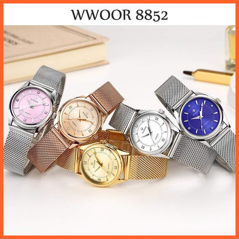 Luxury Brand Dress Gold Watch Ladies Elegant Diamond Small Quartz Wrist Watches For Women Steel Mesh Wrist Watch | whatagift.com.au.