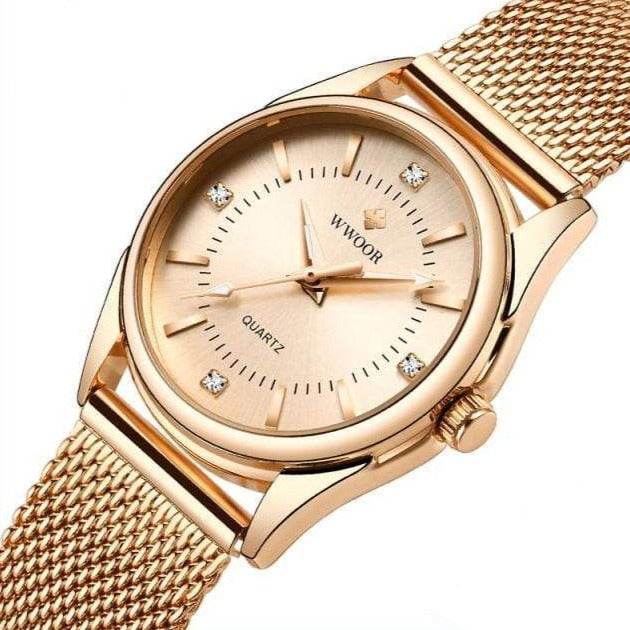 Luxury Brand Dress Gold Watch Ladies Elegant Diamond Small Quartz Wrist Watches For Women Steel Mesh Wrist Watch | whatagift.com.au.