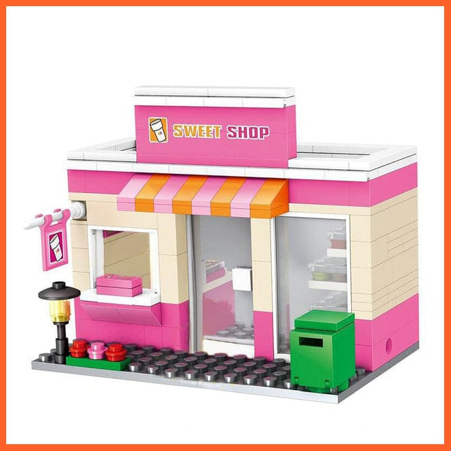 whatagift.com.au Wood / China Compatible Toy City Mini Street Cafe Food Retail Convenience Store Toys For Children