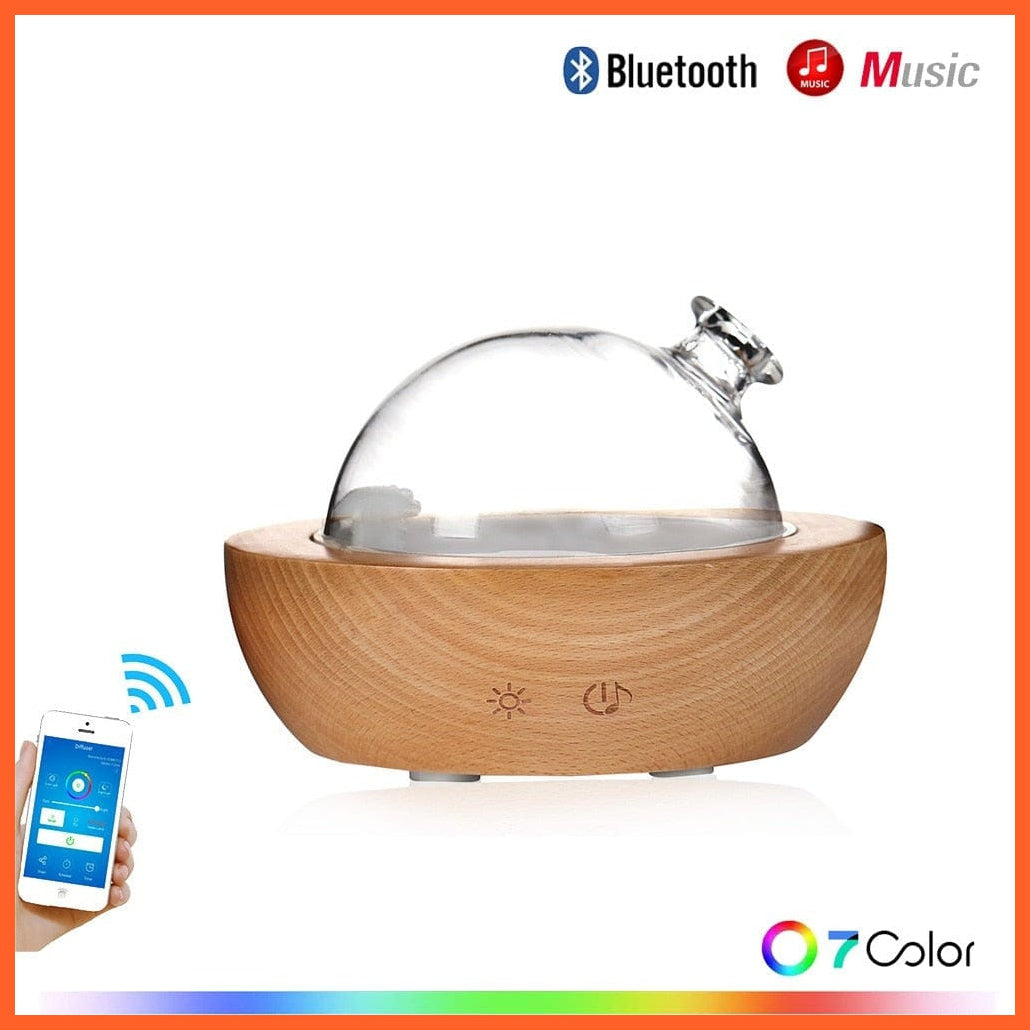 whatagift.com.au Wood Humidifier Diffuser 150ML | Bluetooth Spray Large Capacity Night Light Wooden Aromatherapy Machine for Home