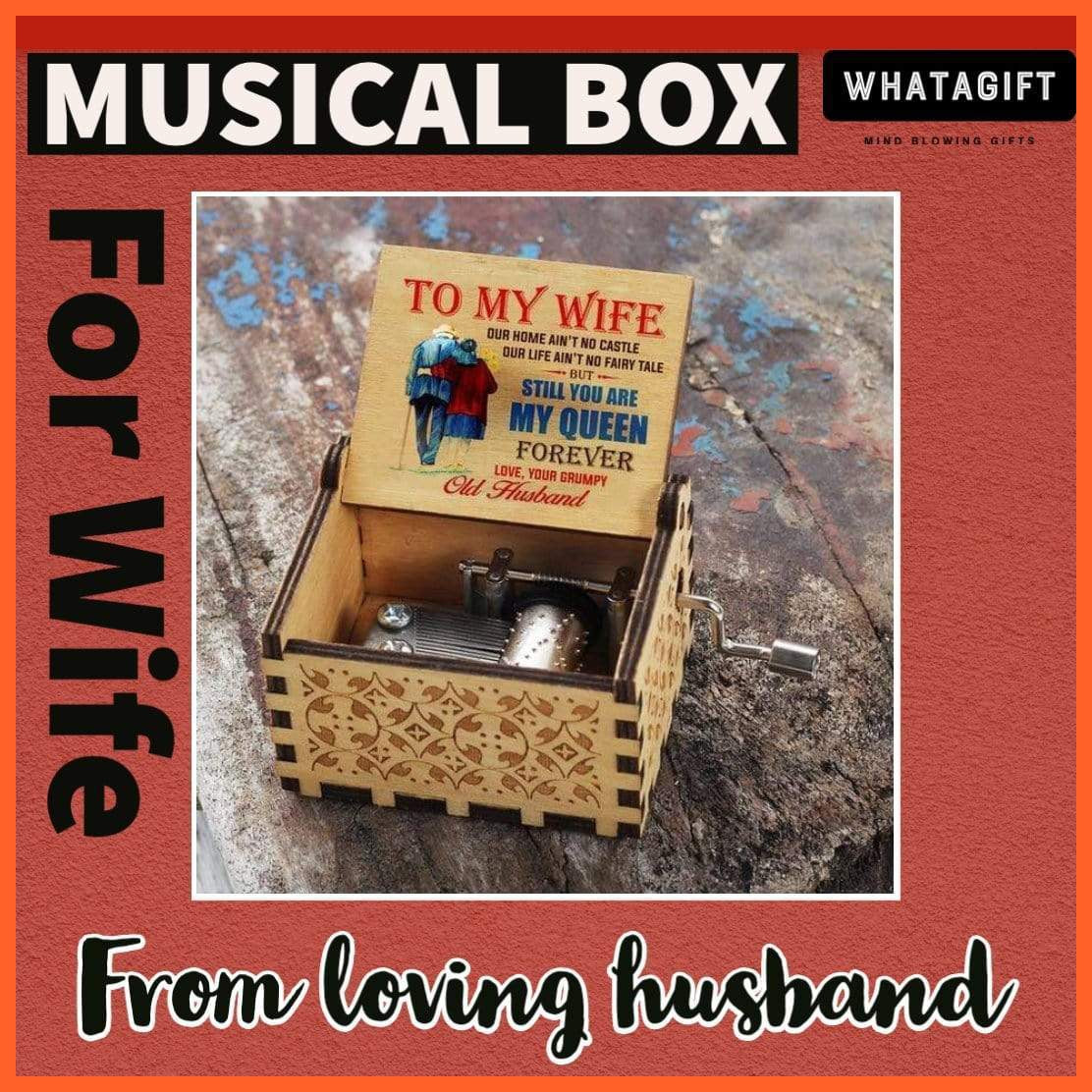 Wooden Classical Music Box For My Wife My Queen | whatagift.com.au.