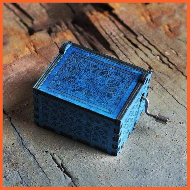 Wooden Classical Music Box Hand Crafted Blue | whatagift.com.au.