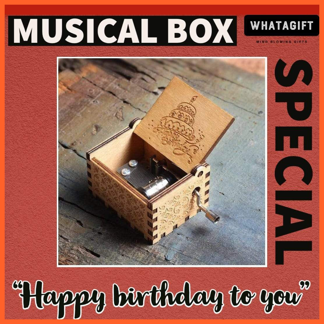 Wooden Classical Music Box Happy Birthday Tune | whatagift.com.au.