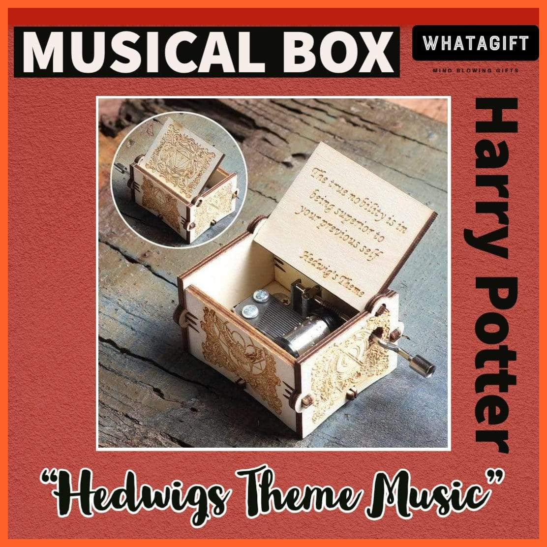 Wooden Classical Music Box Hedwigs Theme Harry Potter | whatagift.com.au.
