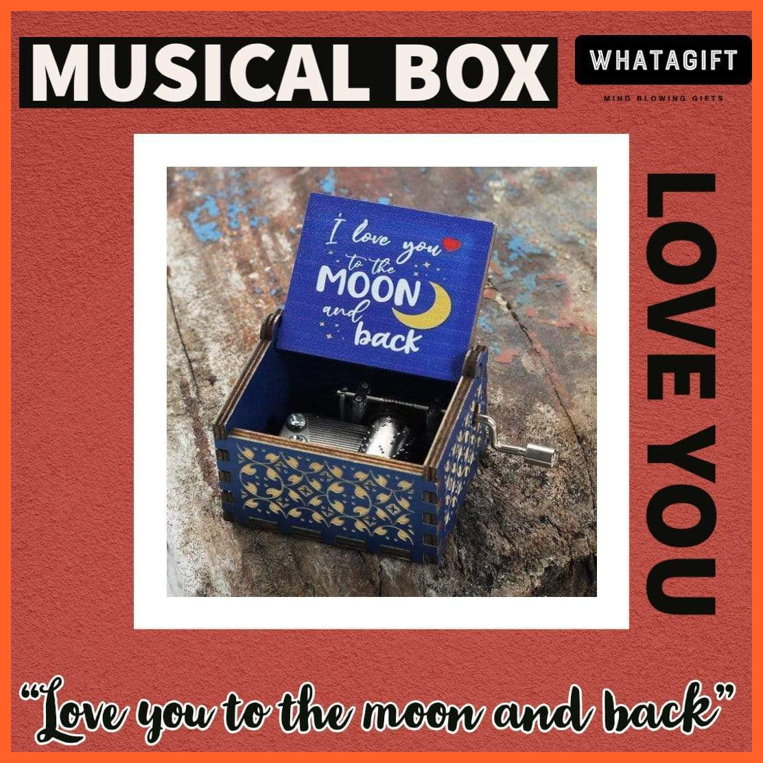 Wooden Classical Music Box I Love You To The Moon | whatagift.com.au.