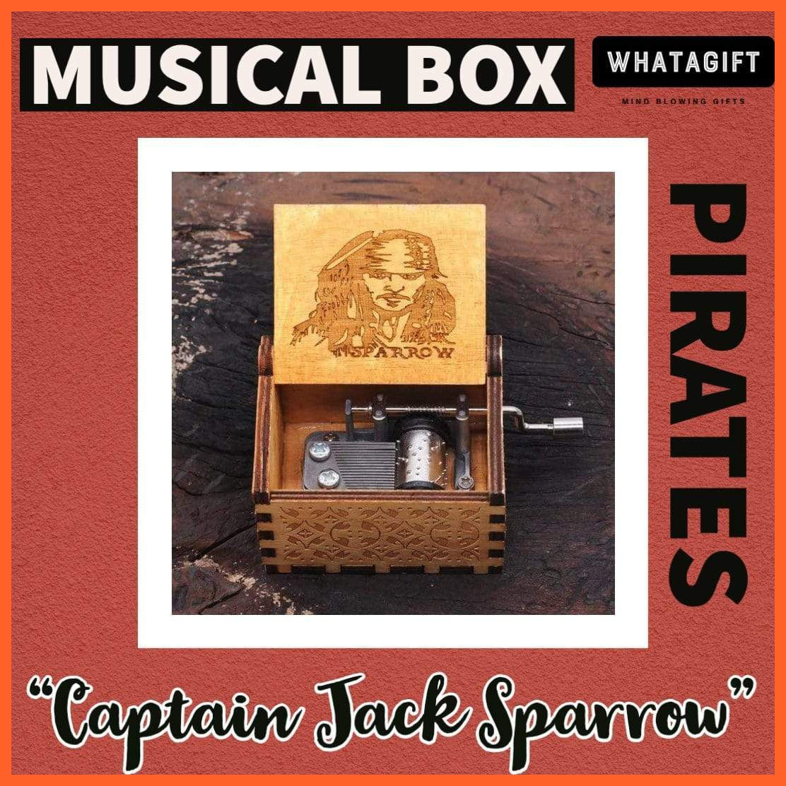 Wooden Classical Music Box Tune Captain Jack Sparrow | whatagift.com.au.