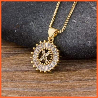 Girls Initial Letter Necklace | Nitial Letter Necklace 26 Letters Charm Gold Name Necklace Pendant Top Quality Copper Zircon Jewellery | whatagift.com.au.