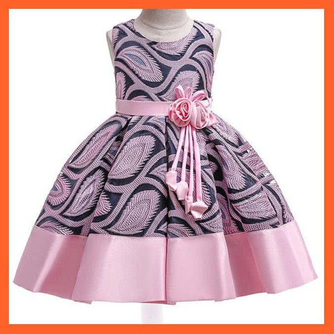 whatagift.com.au XD506Pink / 3T Embroidery Silk Princess Dress For Baby Girl