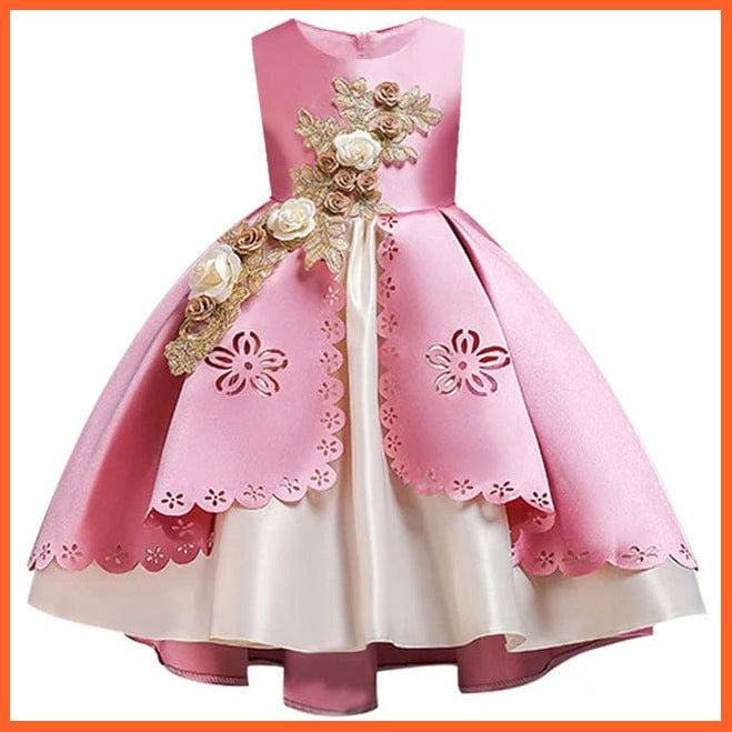 whatagift.com.au XD540Pink / 3T Embroidery Silk Princess Dress for Baby Girl
