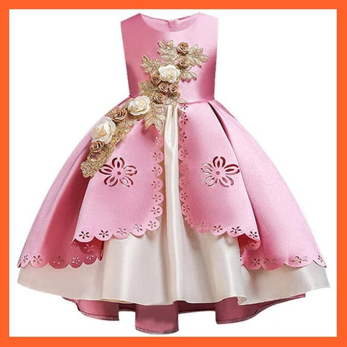 whatagift.com.au XD540Pink / 3T Embroidery Silk Princess Dress For Baby Girl