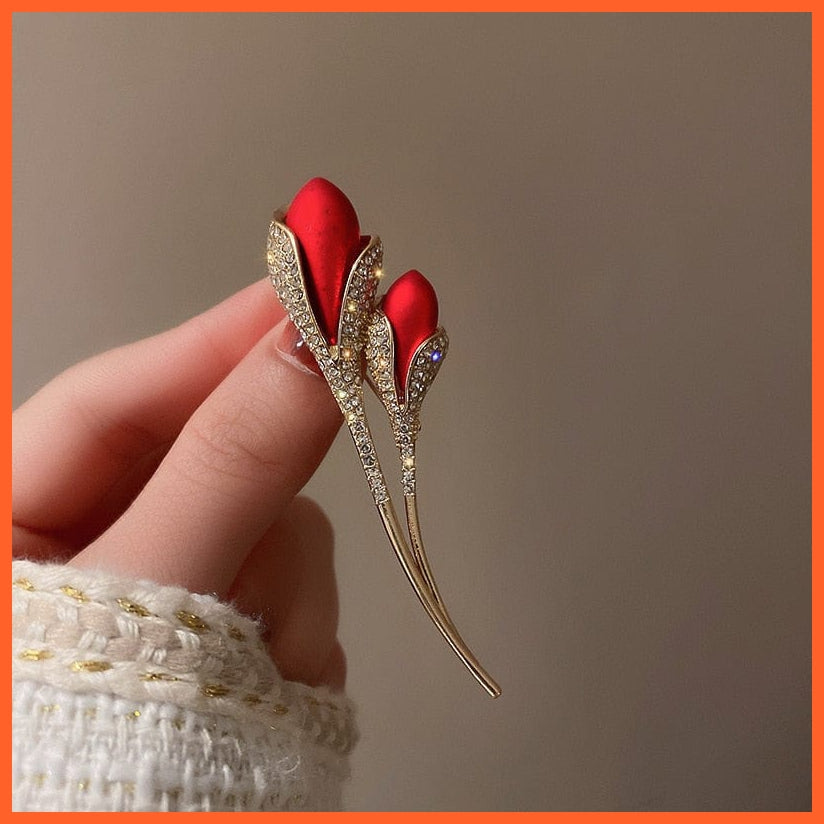 whatagift.com.au XZ0016-2 / 1 Piece Tulip Rose Brooch For Women | Flower Brooch Pin