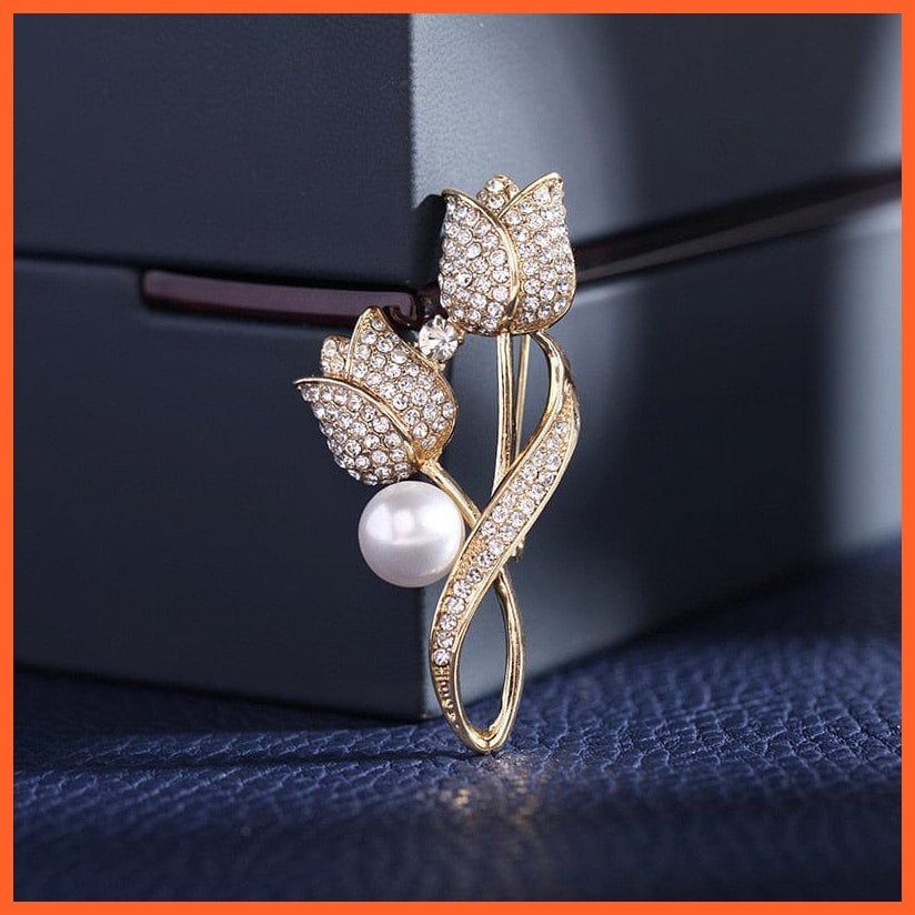 whatagift.com.au XZ0042-1 / 1 Piece Tulip Rose Brooch For Women | Flower Brooch Pin