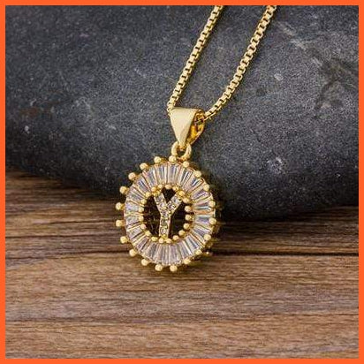 Girls Initial Letter Necklace | Nitial Letter Necklace 26 Letters Charm Gold Name Necklace Pendant Top Quality Copper Zircon Jewellery | whatagift.com.au.