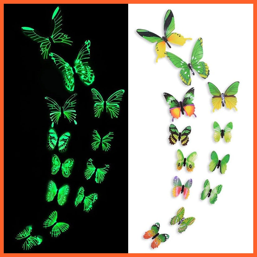 whatagift.com.au Y04 / 12 pcs 12/24 Luminous 3D Butterfly Wall Sticker for Kids Bedroom Glow in Dark Wallpaper Decoration