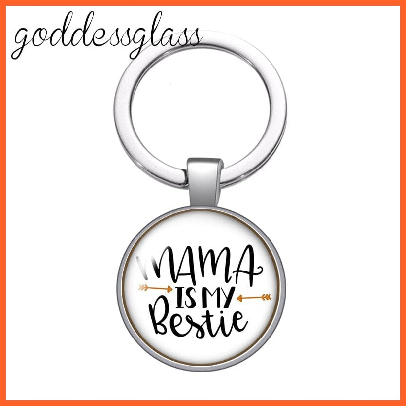 whatagift.com.au YA0800-06 Mum Glass Cabochon Keychain For Mother's day Gift