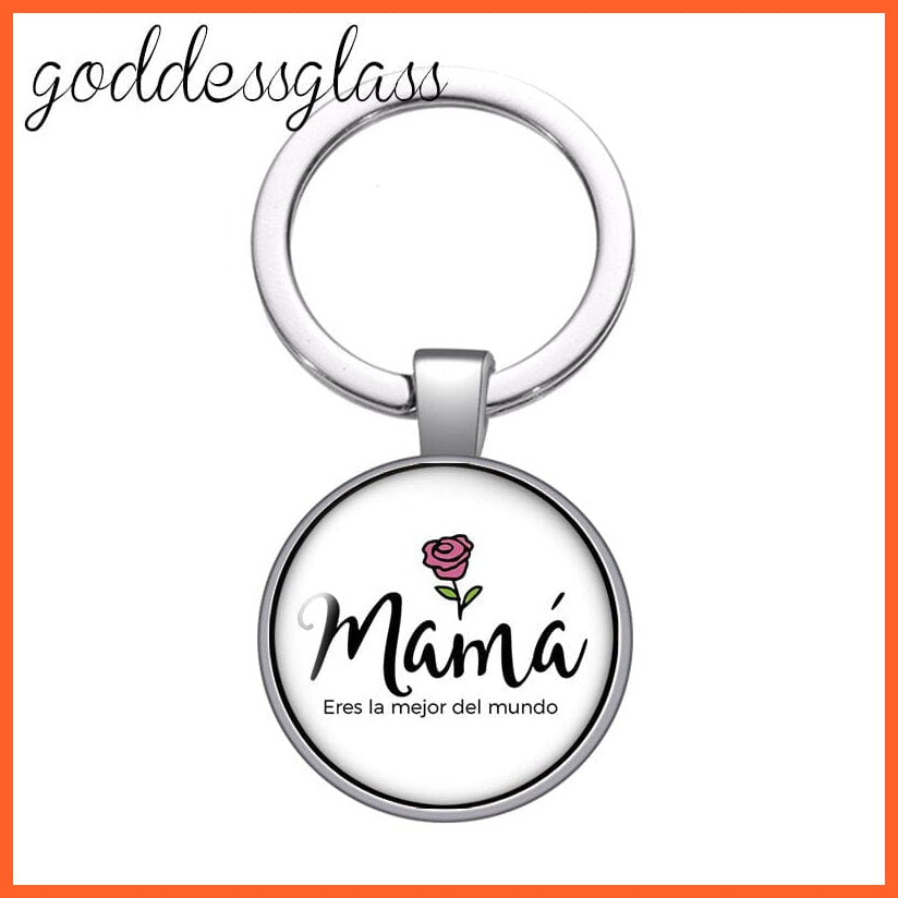 whatagift.com.au YA0800-08 Mum Glass Cabochon Keychain For Mother's day Gift