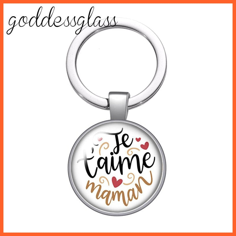 whatagift.com.au YA1536-02 Mum Glass Cabochon Keychain For Mother's day Gift