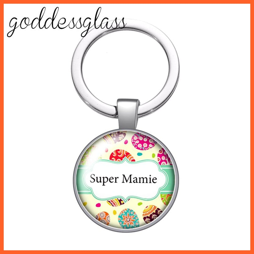whatagift.com.au YA1536-04 Mum Glass Cabochon Keychain For Mother's day Gift