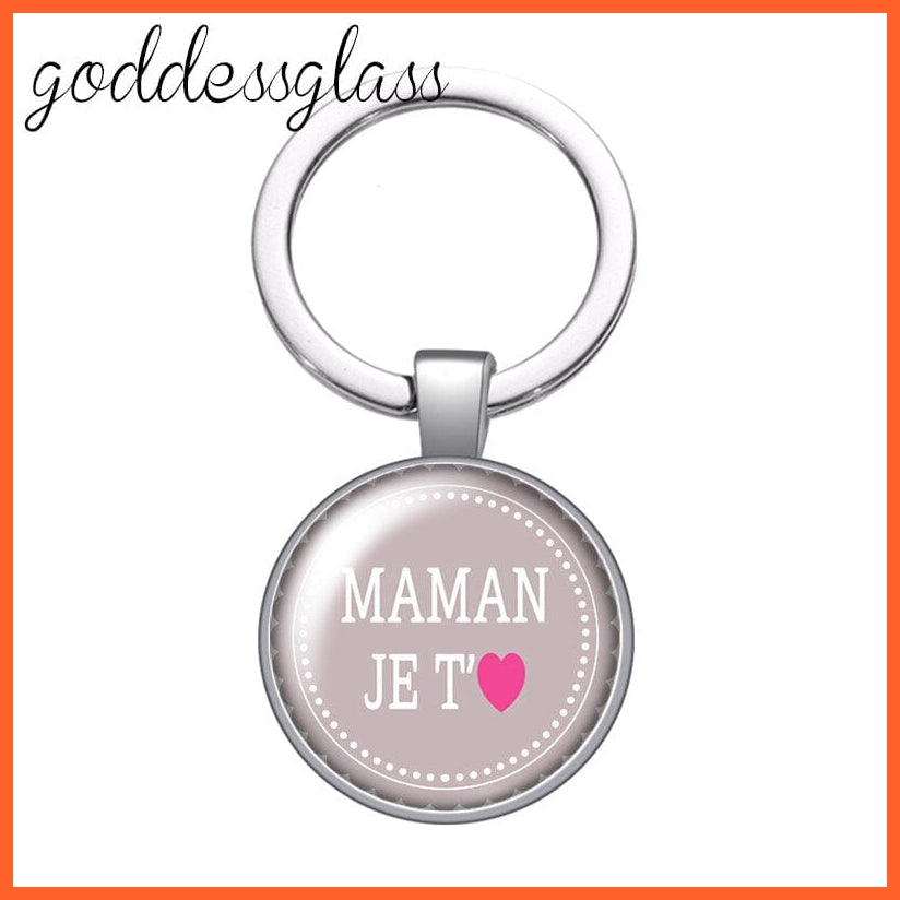 whatagift.com.au YA1536-05 Mum Glass Cabochon Keychain For Mother's day Gift