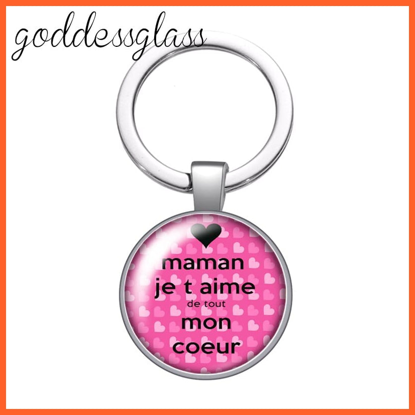 whatagift.com.au YA1536-06 Mum Glass Cabochon Keychain For Mother's day Gift