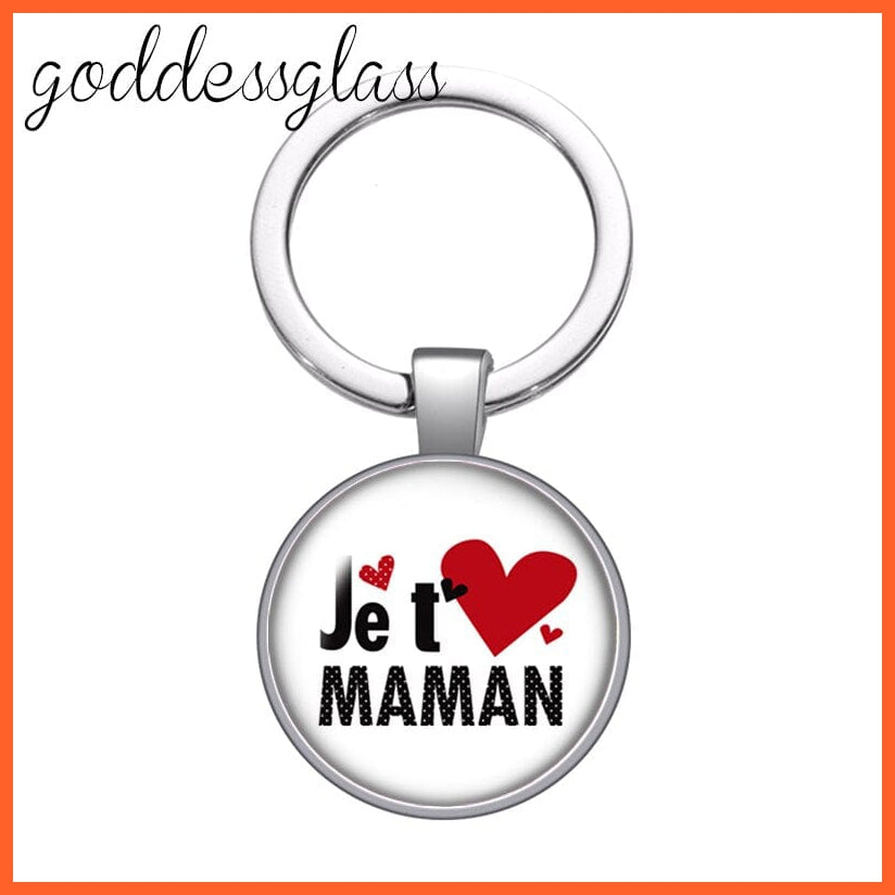 whatagift.com.au YA1536-07 Mum Glass Cabochon Keychain For Mother's day Gift