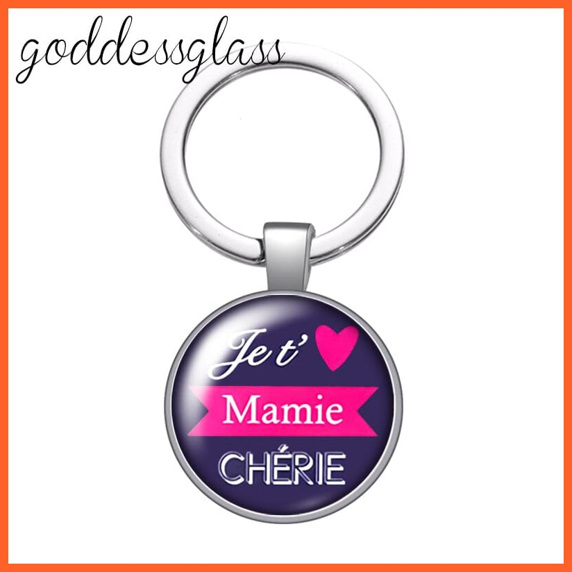 whatagift.com.au YA1536-08 Mum Glass Cabochon Keychain For Mother's day Gift