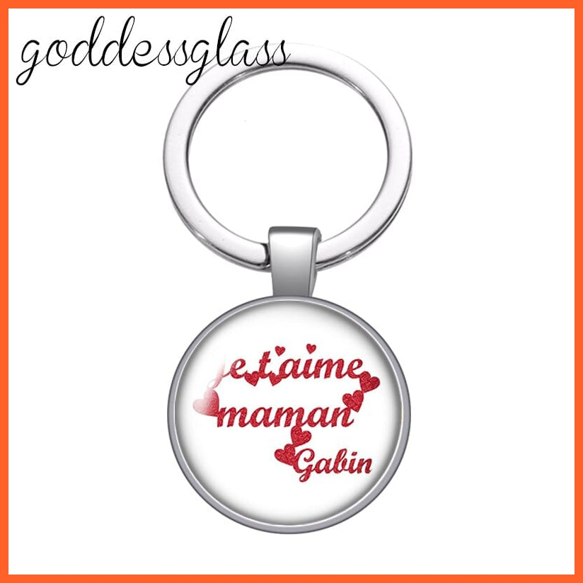 whatagift.com.au YA1536-10 Mum Glass Cabochon Keychain For Mother's day Gift