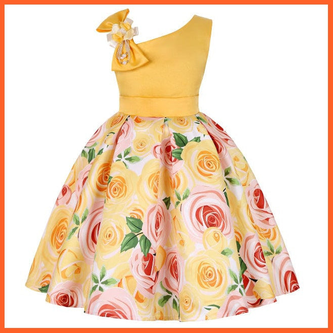 whatagift.com.au Yellow / 2T Floral Print Dresses for Girls