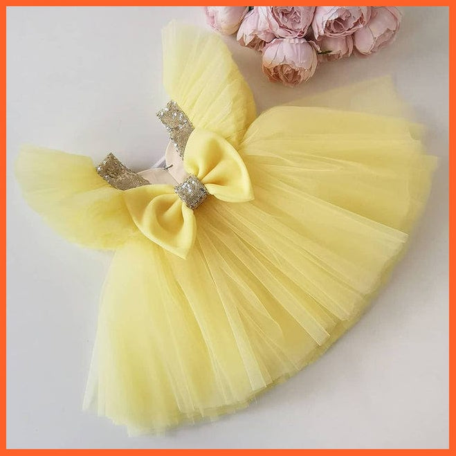 whatagift.com.au Yellow / 3T Sequin Lace Dress Party Tutu Fluffy Gown for Girls