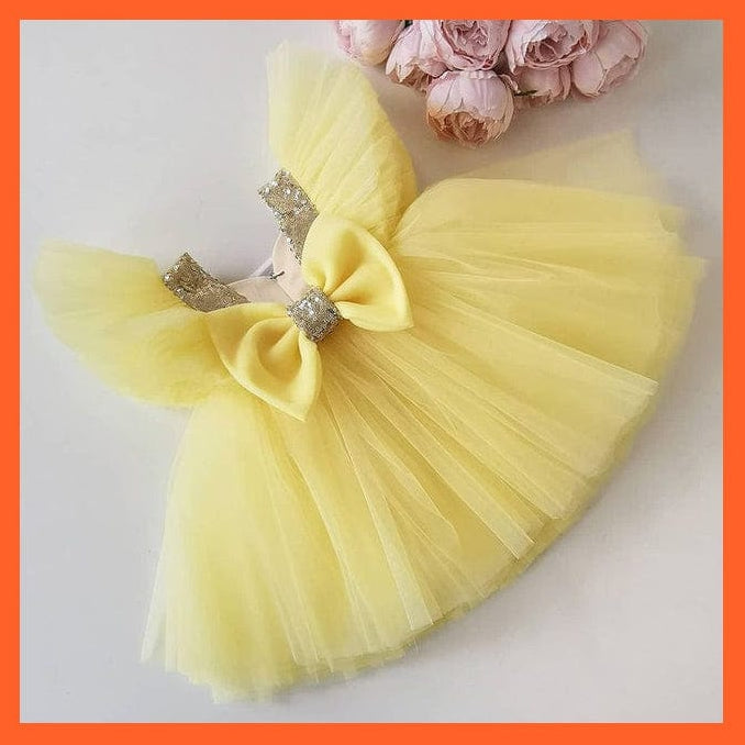 whatagift.com.au Yellow / 3T Sequin Lace Dress Party Tutu Fluffy Gown For Girls
