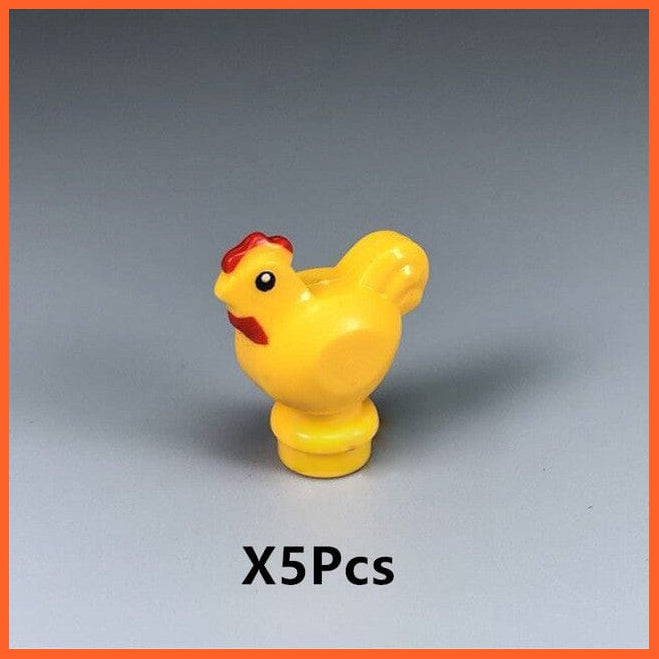whatagift.com.au Yellow 5Pcs/lot Chicken Cock Hen Building Blocks | Animal Farm Blocks Figure