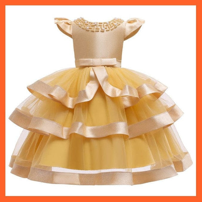 whatagift.com.au Yellow / 80 Beading Layered Dress For Girls Dresses For Party And Wedding
