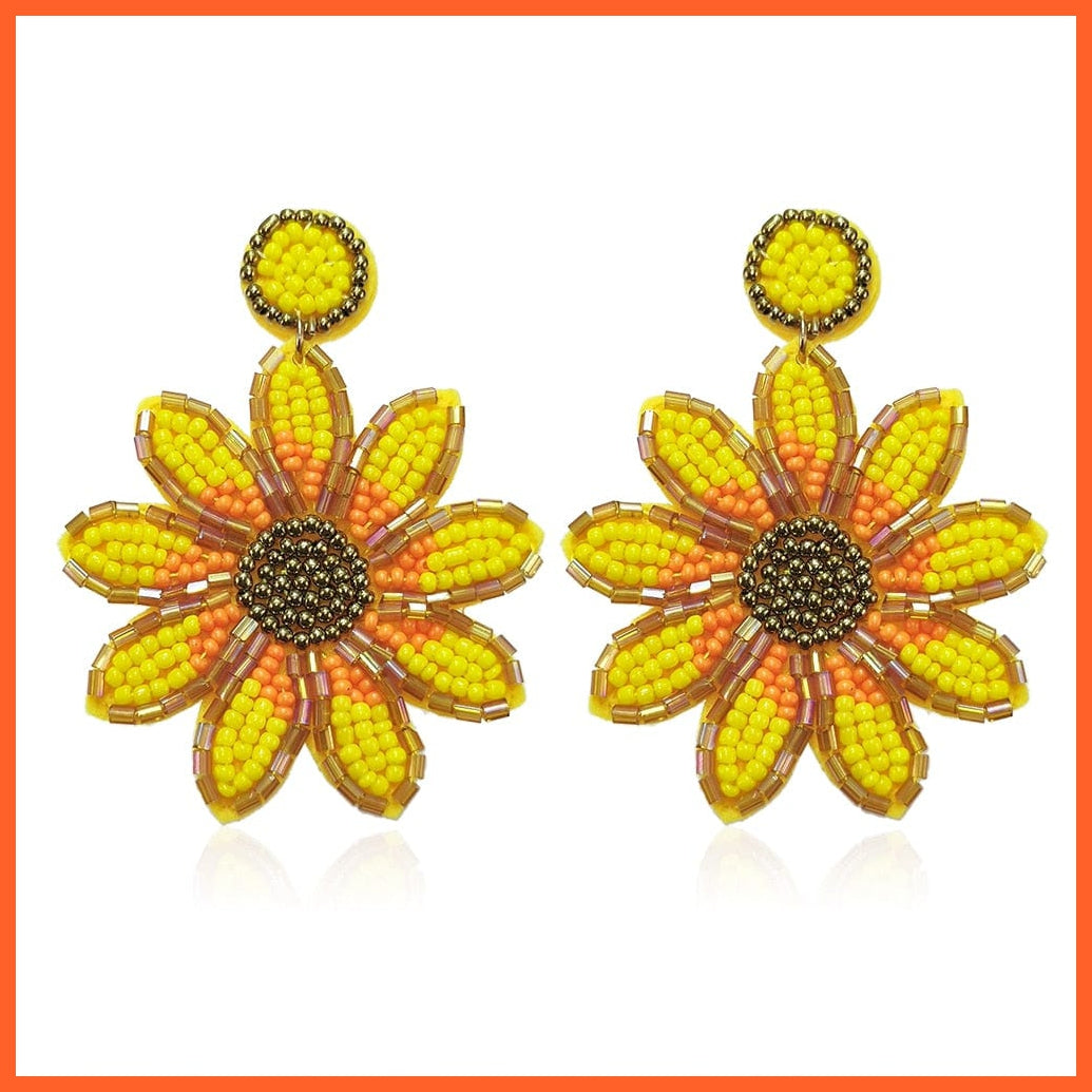 whatagift.com.au Yellow Earrings Handmade Beads Flower Drop Dangle Earrings For Woman