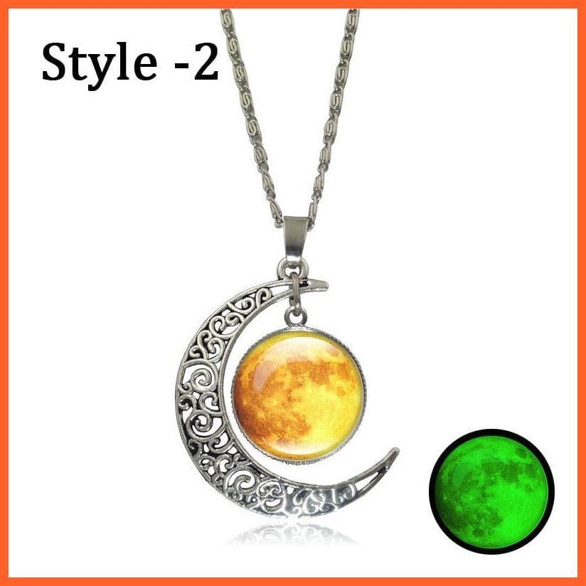 whatagift.com.au yellow Moon Glowing Necklace | Glow in the Dark Halloween Pendant