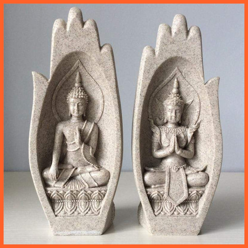 Yogi Buddha Pair Hand Sculptures | whatagift.com.au.
