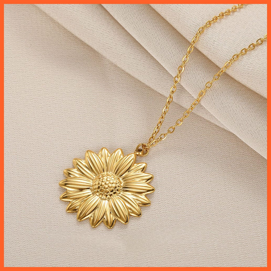 whatagift.com.au You Are My Sunshine Open Sunflower Pendant Locket Necklace For Women