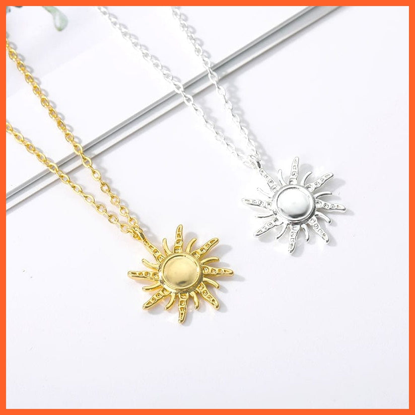 whatagift.com.au You Are My Sunshine Sunflower Open Pendant Necklaces For Women | Stainless Steel Long Chain Bohemia Necklace