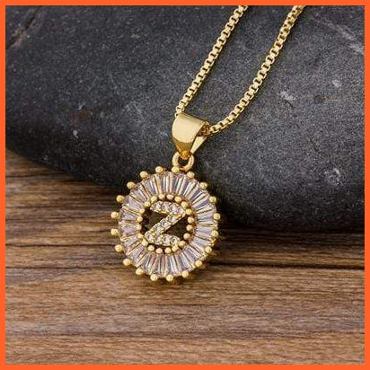 Girls Initial Letter Necklace | Nitial Letter Necklace 26 Letters Charm Gold Name Necklace Pendant Top Quality Copper Zircon Jewellery | whatagift.com.au.