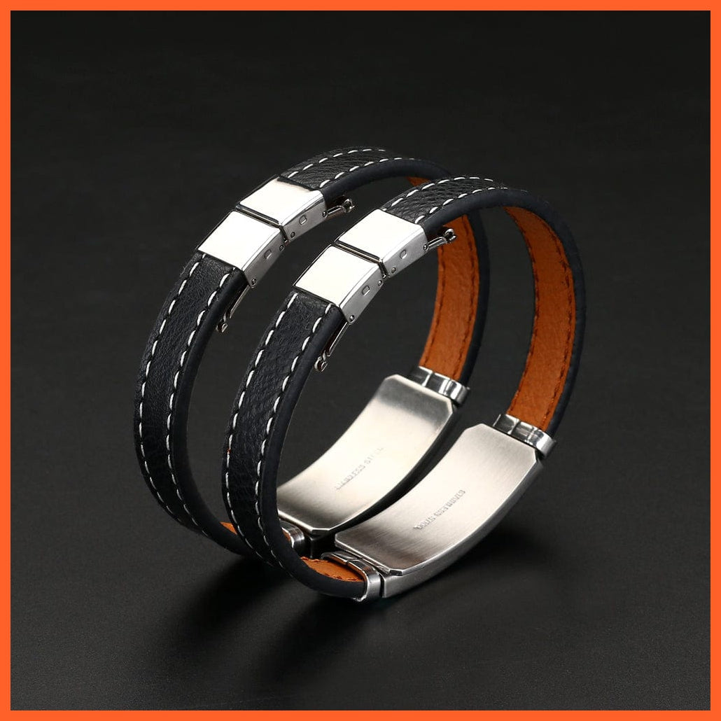 whatagift.com.au zodiac jewellery 12 Constellations Cuff Bracelet | Black Leather Stainless Steel Bracelet For Men